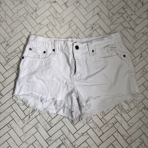 Pistola White Frayed Hem Women Shorts